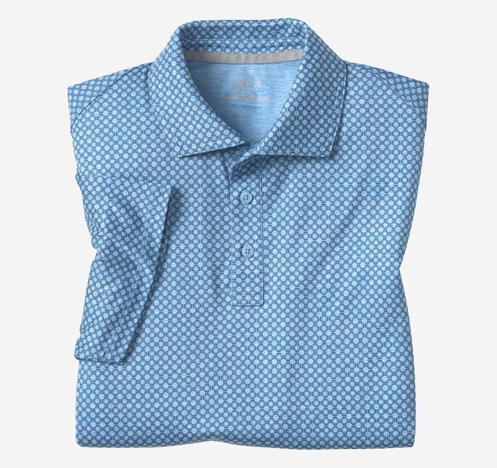 Johnston & Murphy XC4® Performance Print Polos + Cool Degree™ Blue Geo Circle