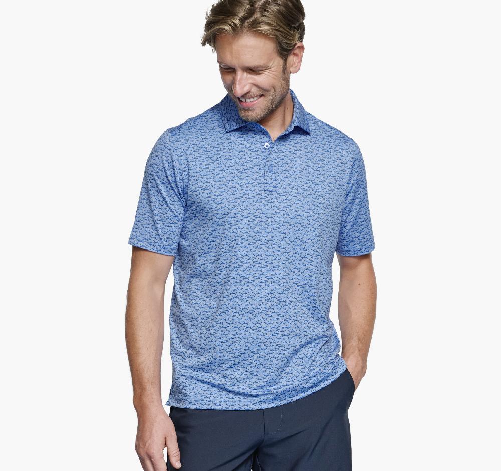 Johnston & Murphy XC4® Performance Print Polos + Cool Degree™ Blue Shark