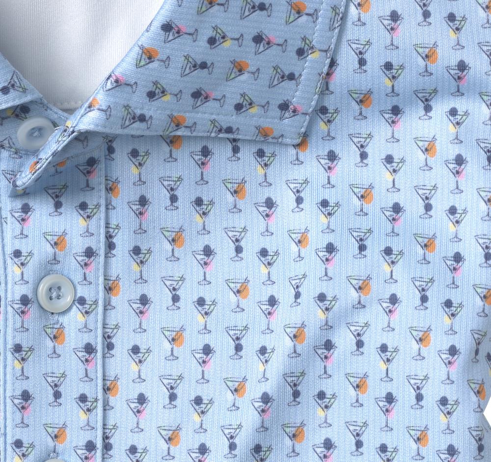 Johnston & Murphy XC4® Performance Print Polos + Cool Degree™ Blue/Multi Mini Martini