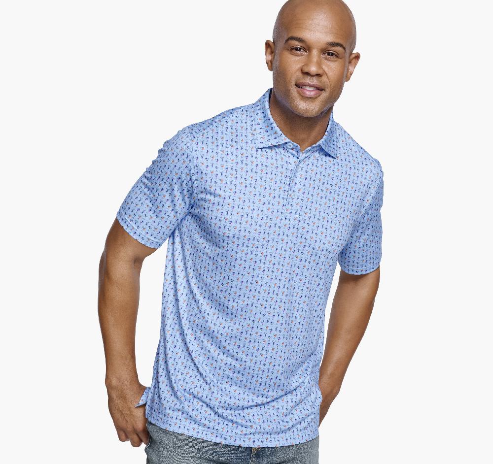 Johnston & Murphy XC4® Performance Print Polos + Cool Degree™ Blue/Multi Mini Martini