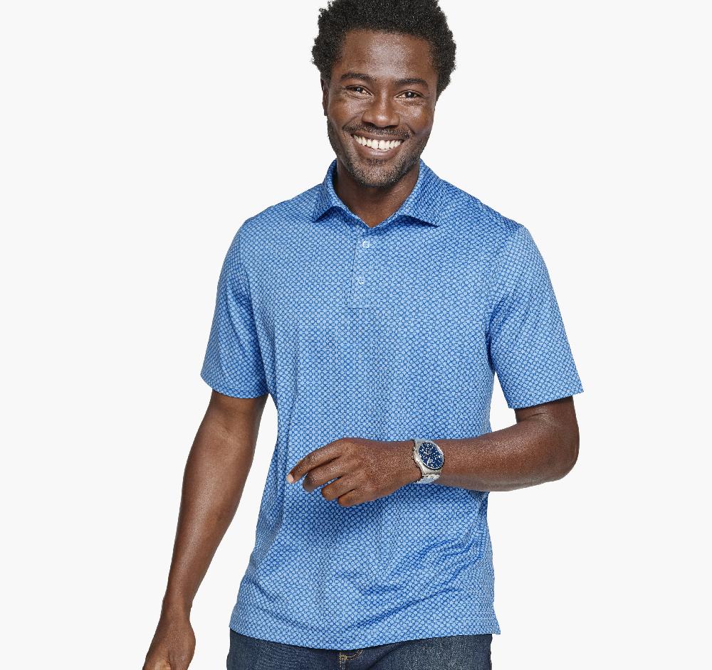 Johnston & Murphy XC4® Performance Print Polos + Cool Degree™ Blue Geo Circle