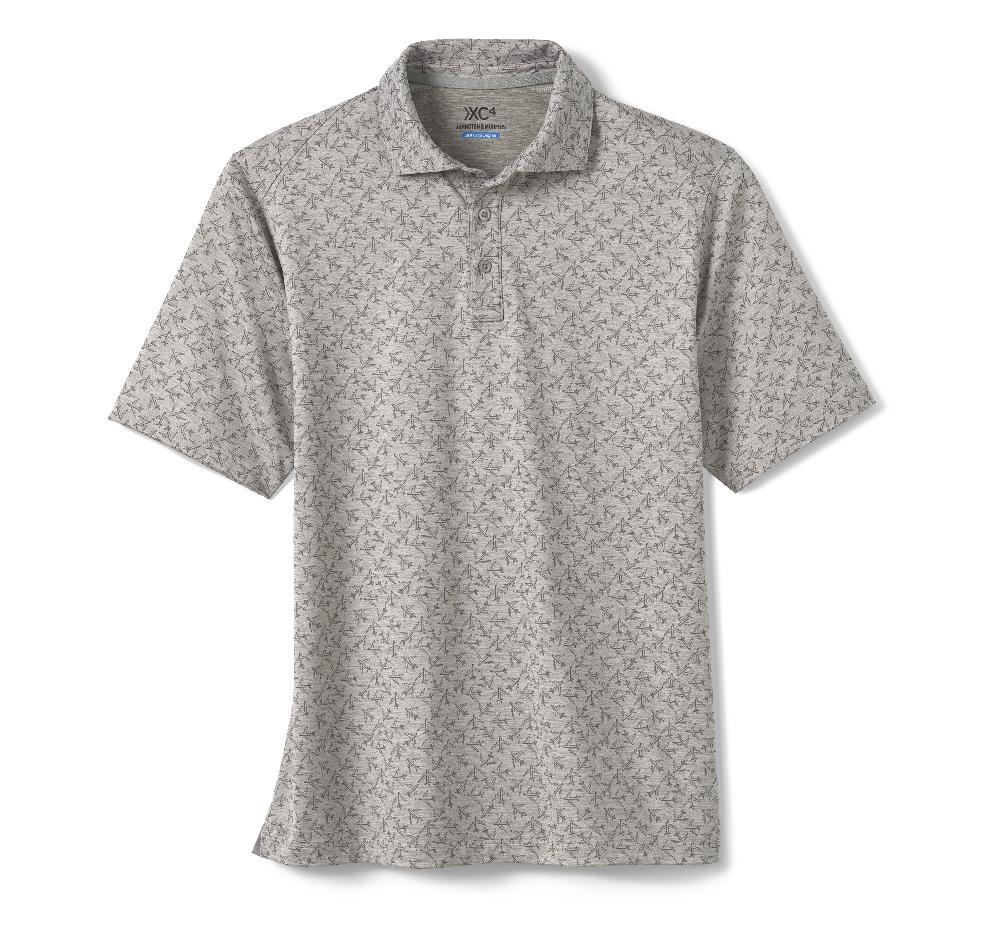 Johnston & Murphy XC4® Performance Print Polos + Cool Degree™ Gray Airplane