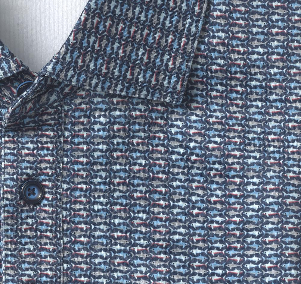 Johnston & Murphy XC4® Performance Print Polos + Cool Degree™ Navy Micro Shark