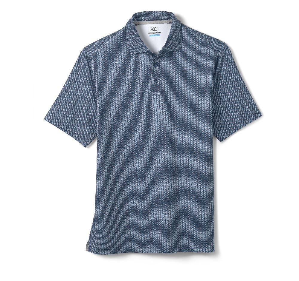 Johnston & Murphy XC4® Performance Print Polos + Cool Degree™ Navy Micro Shark