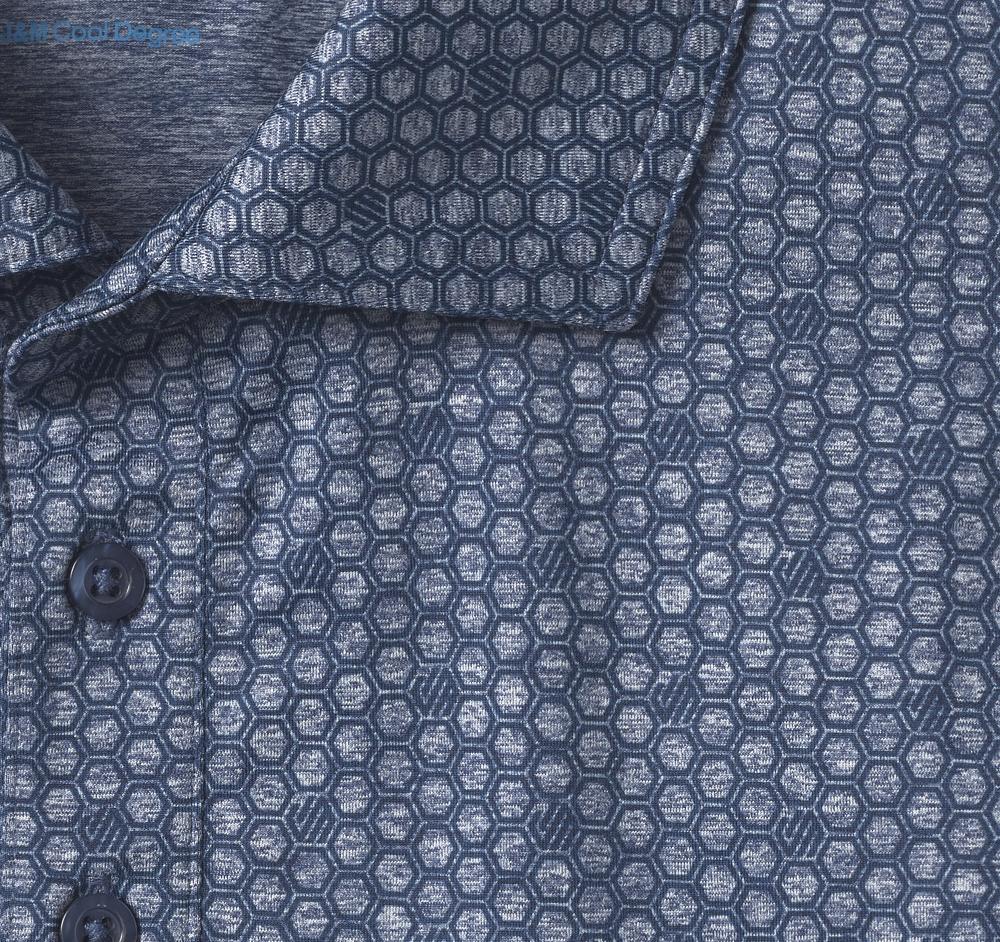 Johnston & Murphy XC4® Performance Print Polos + Cool Degree™ Navy Icon