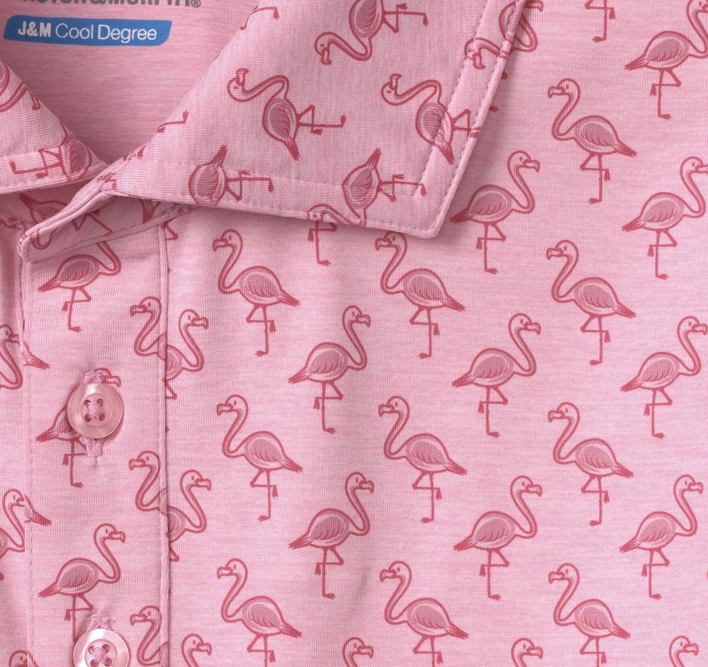 Johnston & Murphy XC4® Performance Print Polos + Cool Degree™ Pink Flamingo