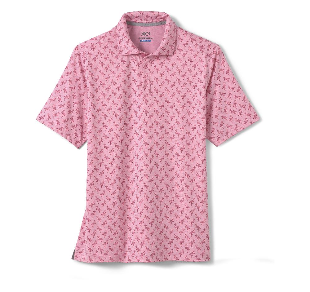Johnston & Murphy XC4® Performance Print Polos + Cool Degree™ Pink Flamingo