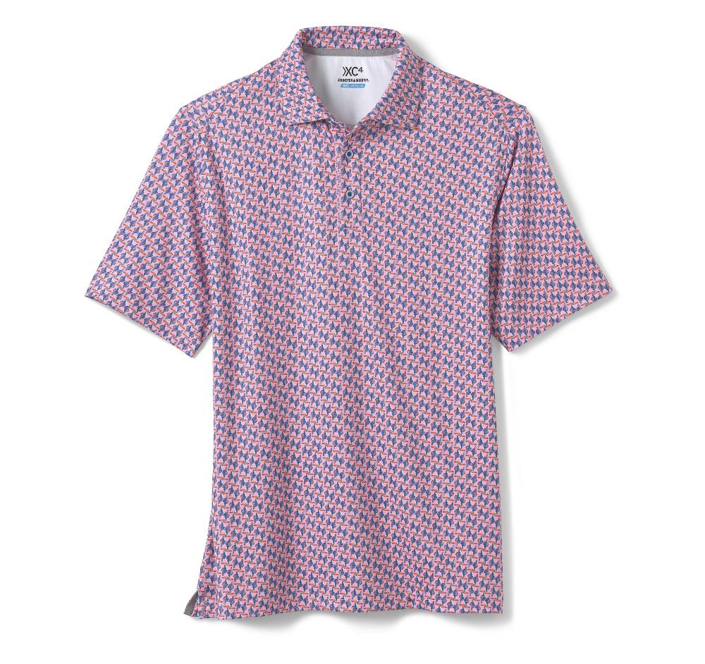 Johnston & Murphy XC4® Performance Print Polos + Cool Degree™ Pink Toucan