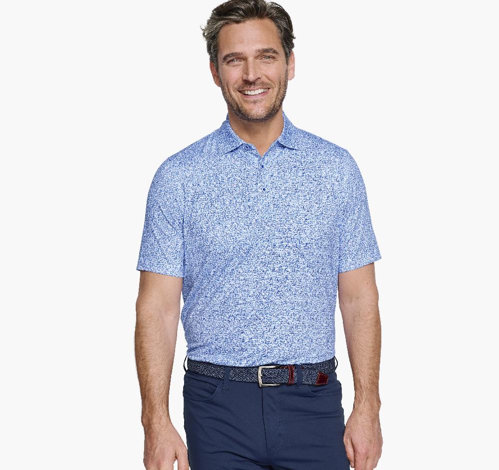 Johnston & Murphy XC4® Performance Print Polos + Cool Degree™ White/Navy Boat
