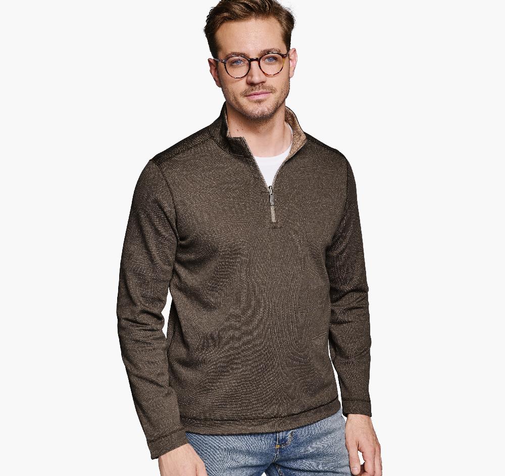 Johnston & Murphy XC4® Performance Reversible Quarter-Zip Brown/Rust
