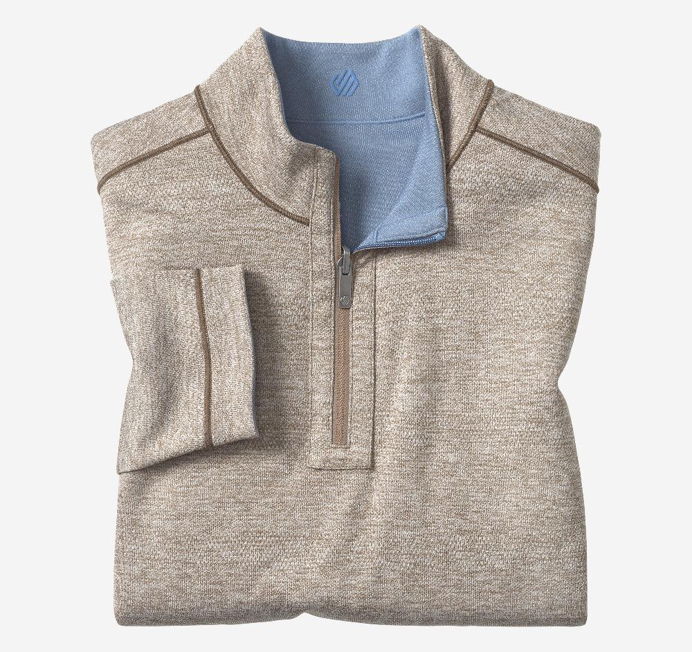 Johnston & Murphy XC4® Performance Reversible Quarter-Zip Light Blue/Tan