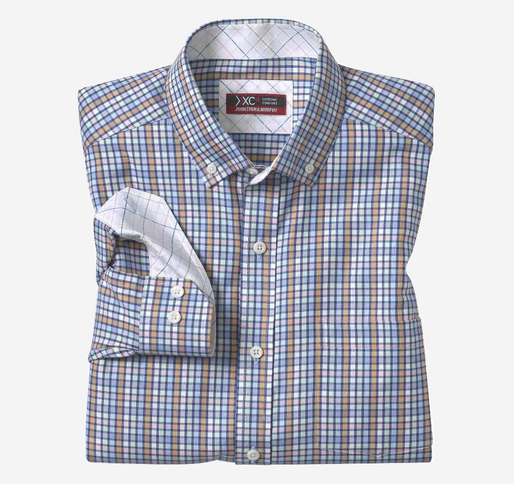 Johnston & Murphy XC4® Performance Shirt Navy/Multi Outline Check