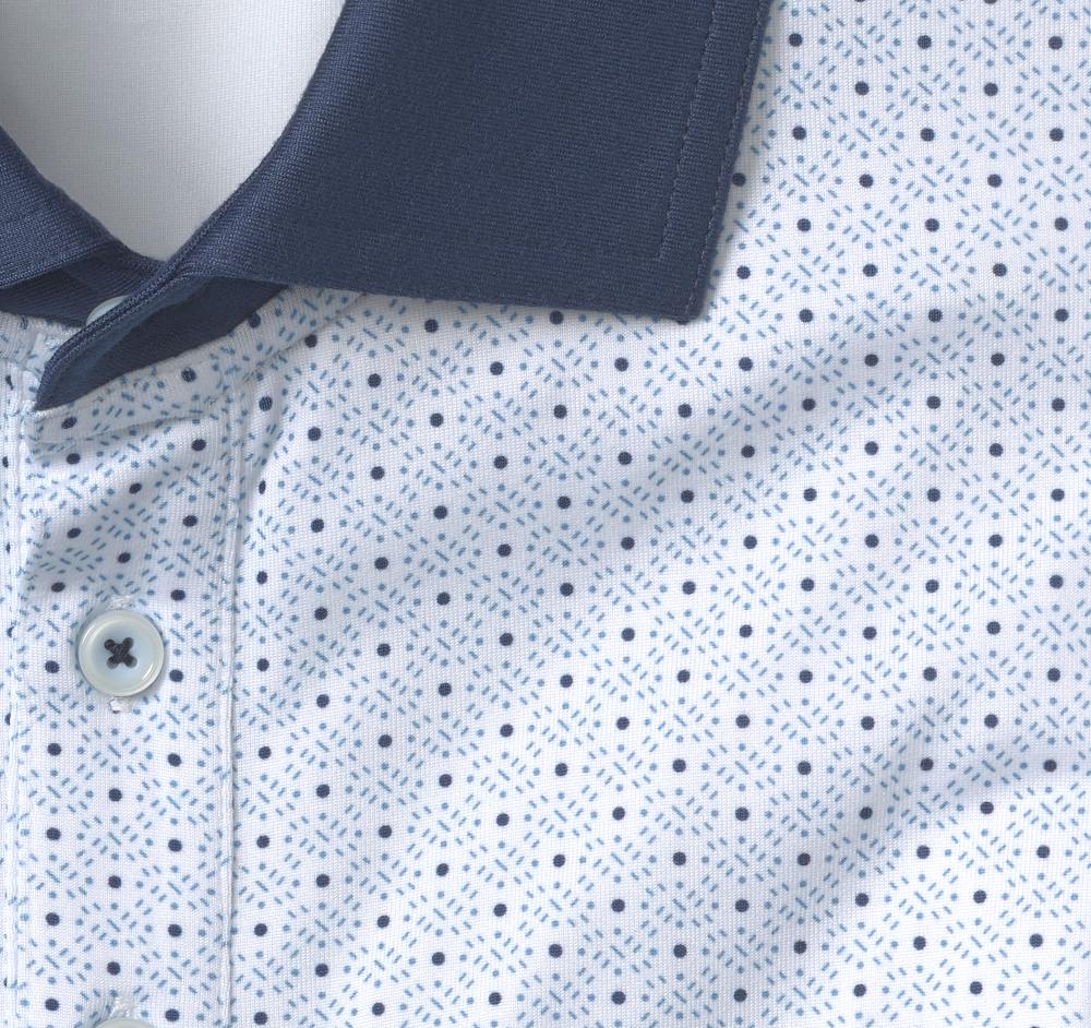 Johnston & Murphy XC4® Performance Solid-Collar Print Polos + Cool Degree™ White Dash Dot