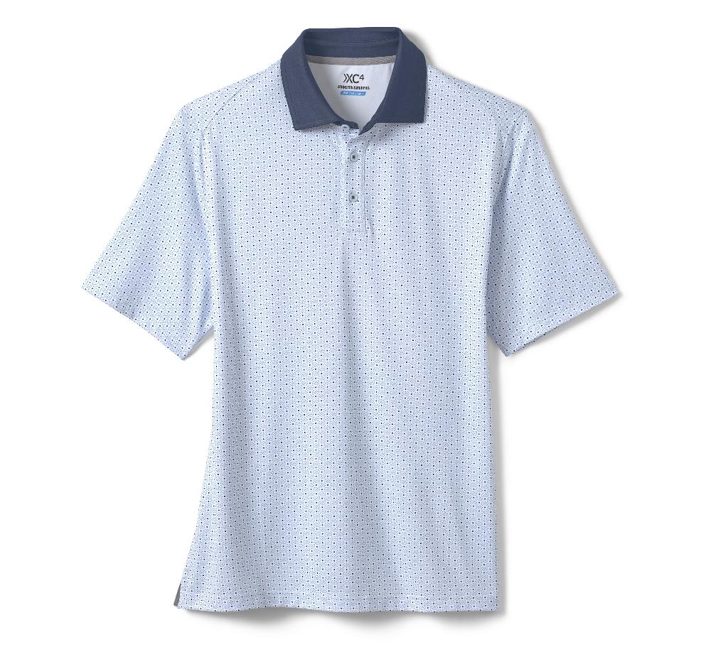 Johnston & Murphy XC4® Performance Solid-Collar Print Polos + Cool Degree™ White Dash Dot