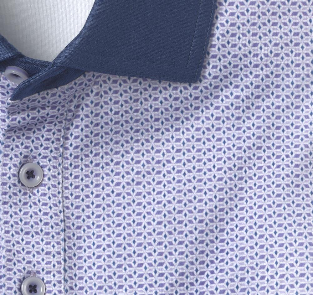 Johnston & Murphy XC4® Performance Solid-Collar Print Polos + Cool Degree™ Purple Geo