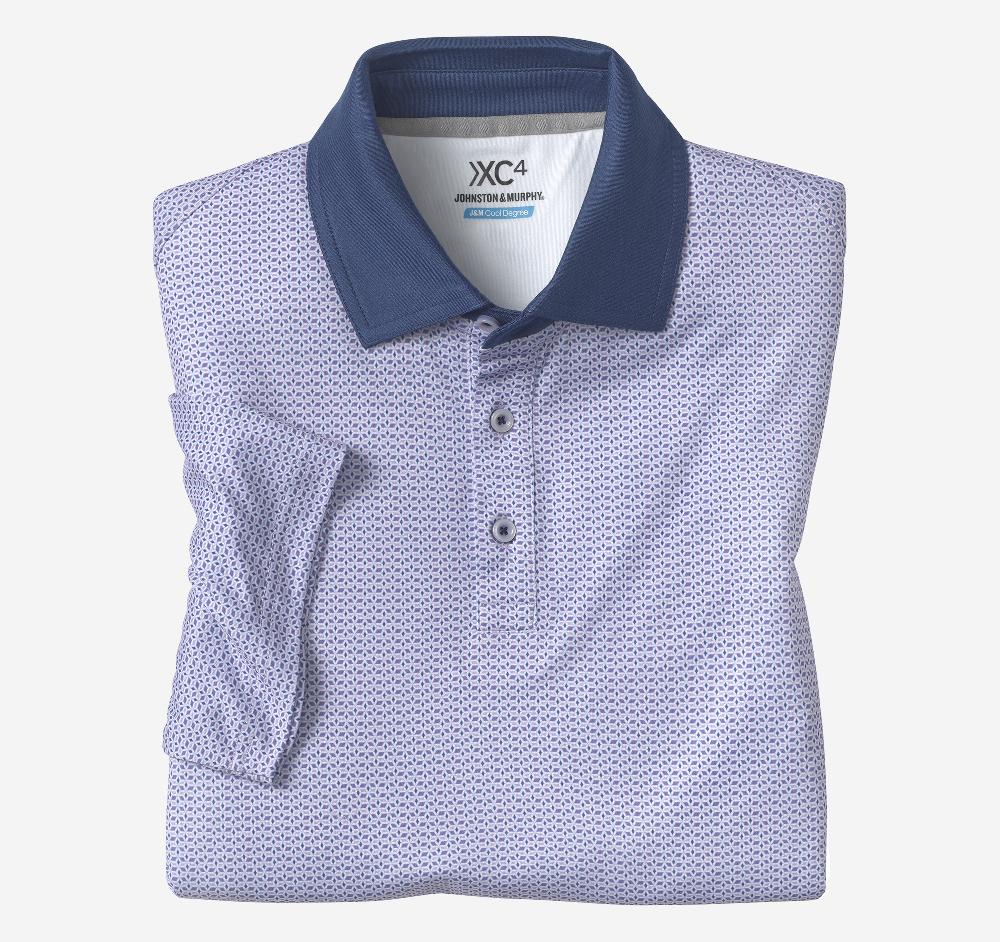 Johnston & Murphy XC4® Performance Solid-Collar Print Polos + Cool Degree™ Purple Geo