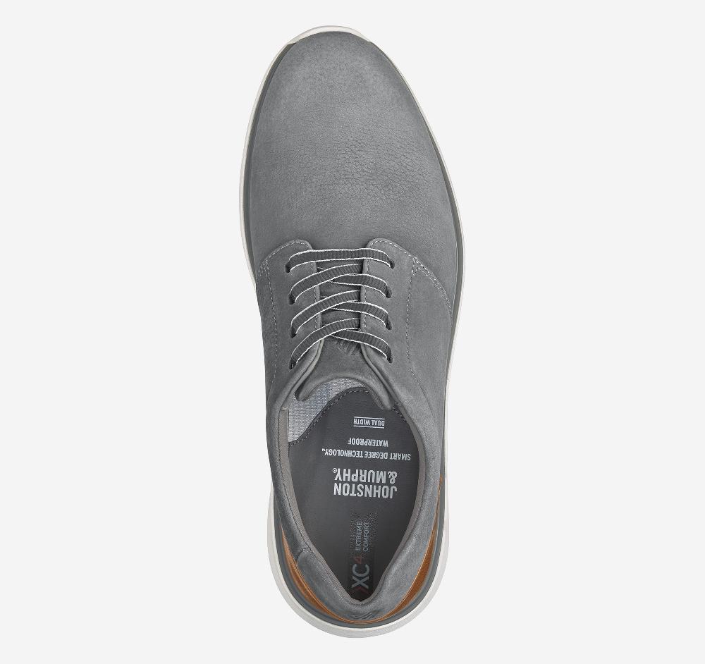 Johnston & Murphy XC4® Prentiss 2 Plain Toe Gray Waterproof Tumbled Nubuck