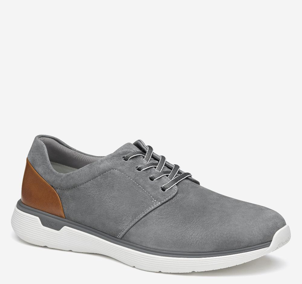 Johnston & Murphy XC4® Prentiss 2 Plain Toe Gray Waterproof Tumbled Nubuck