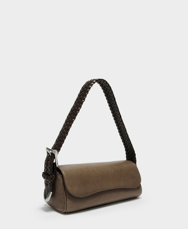 J & M Davidson Bonny Baguette With Plaited Handle Havana