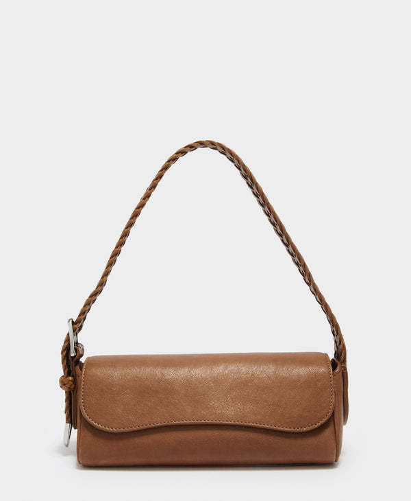 j & m davidson Bonny Baguette with Plaited Handle Tan