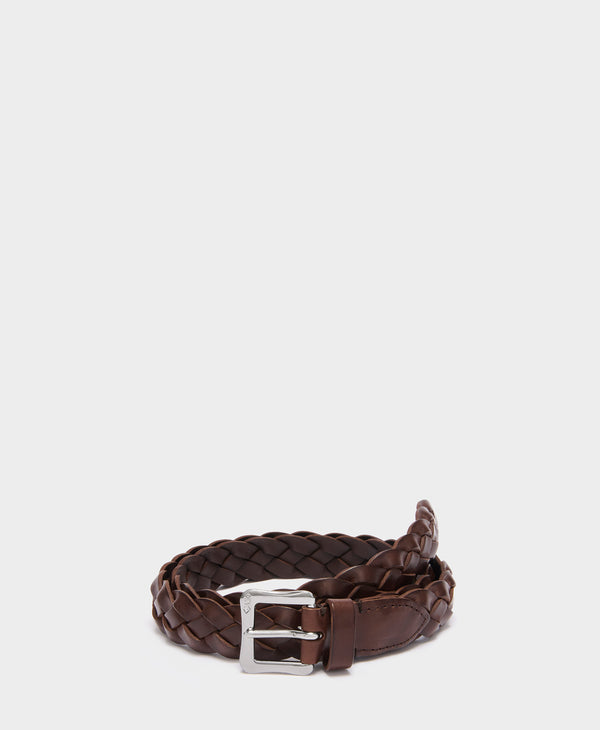 j & m davidson Envelope Buckle Wide Plaited Belt - 25mm Leopard