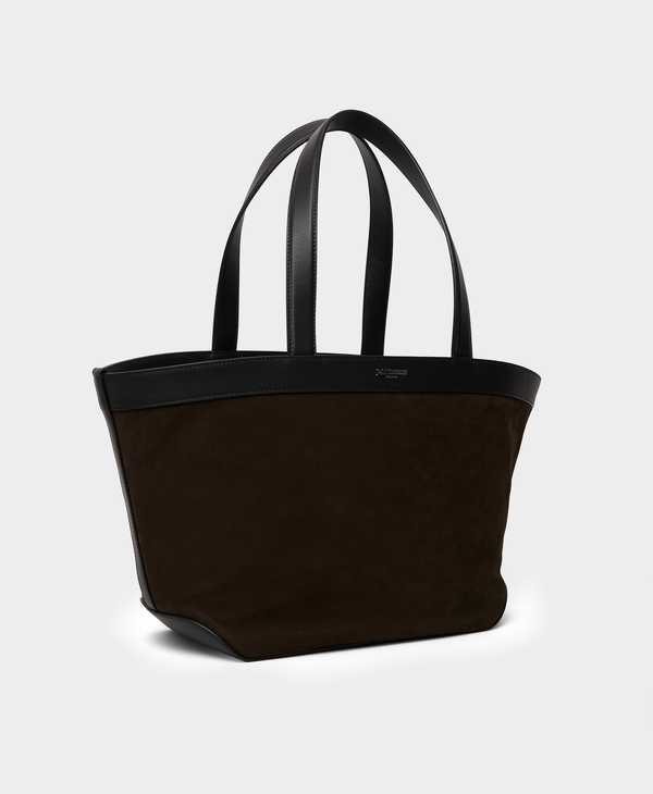 J & M Davidson Bicolour Medium Voyage Tote Marron