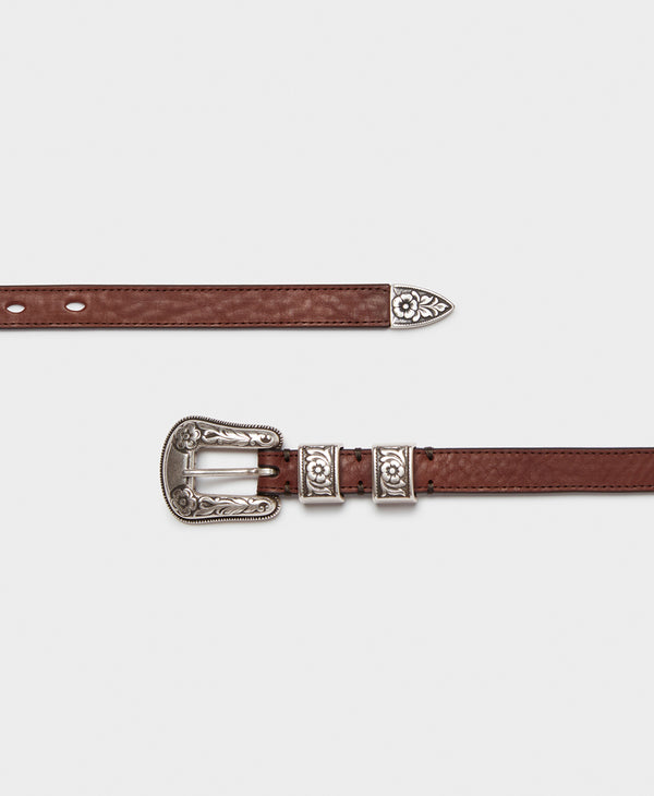 J & M Davidson Western Buckle Belt - 20mm Leopard