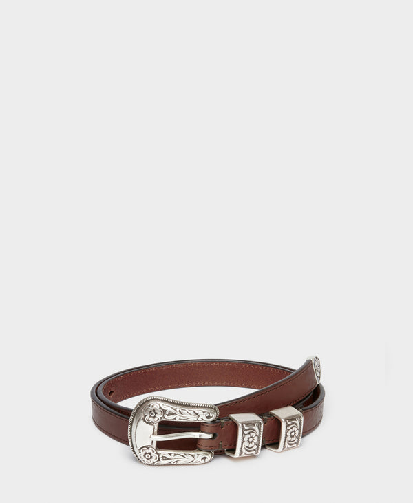 j & m davidson Western Buckle Belt - 20mm Leopard