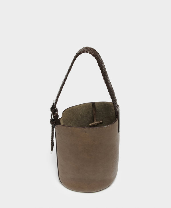 J & M Davidson Mini Quiver Bucket With Plaited Handle Havana