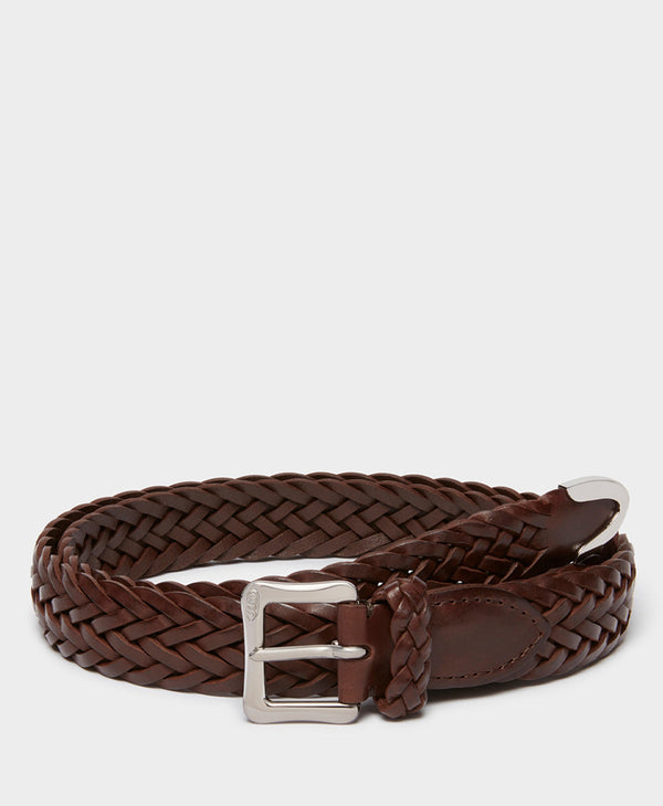 J & M Davidson Plaited Belt With Envelope Buckle Tip End - 25mm Leopard