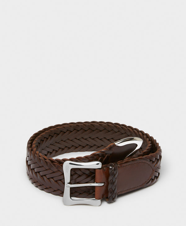 J & M Davidson Plaited Belt With Envelope Buckle Tip End - 30mm Leopard