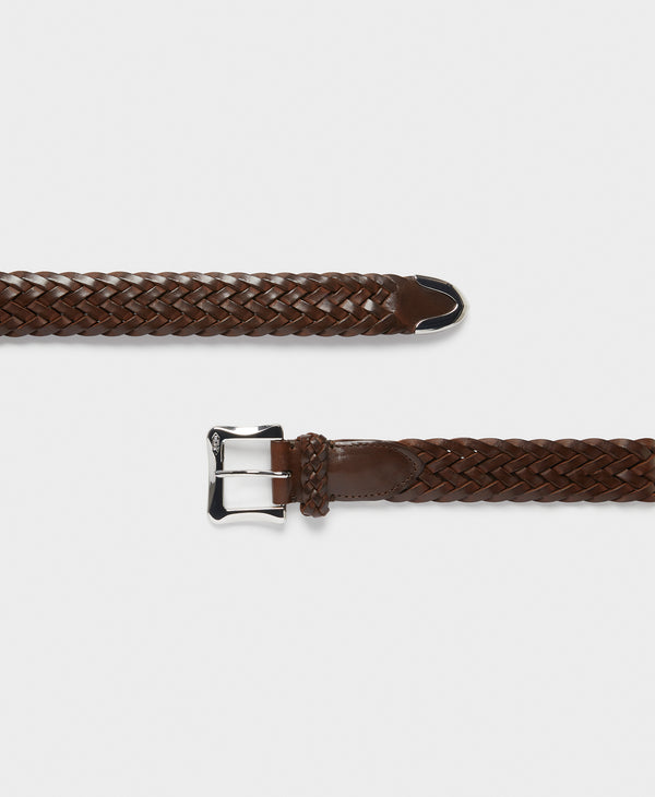 J & M Davidson Plaited Belt With Envelope Buckle Tip End - 30mm Leopard