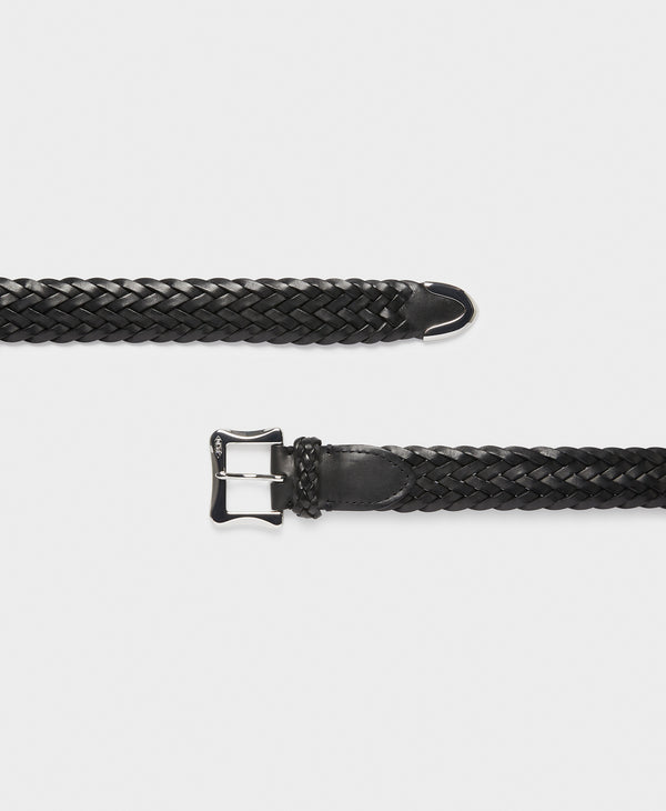 J & M Davidson Plaited Belt With Envelope Buckle Tip End - 30mm Leopard