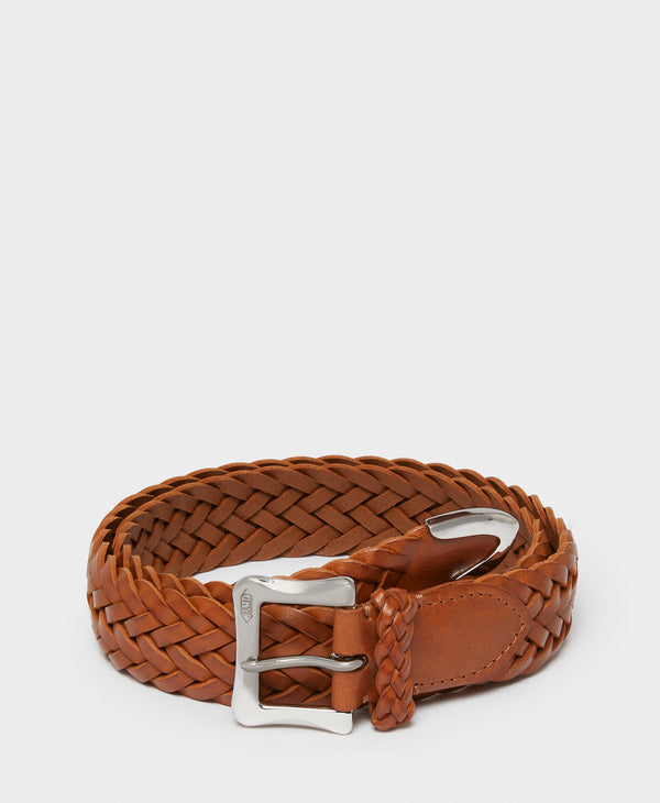J & M Davidson Plaited Belt With Envelope Buckle Tip End - 30mm Leopard