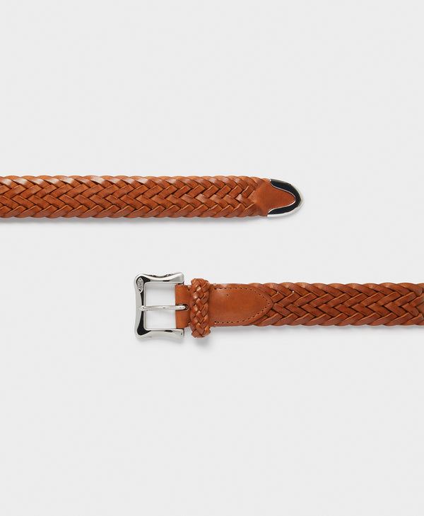 J & M Davidson Plaited Belt With Envelope Buckle Tip End - 30mm Leopard