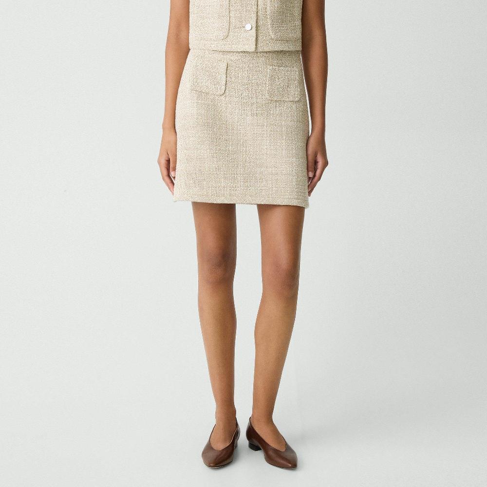 J Brand A-Line Mini Skirt In Texture Tweed Taupe Multi