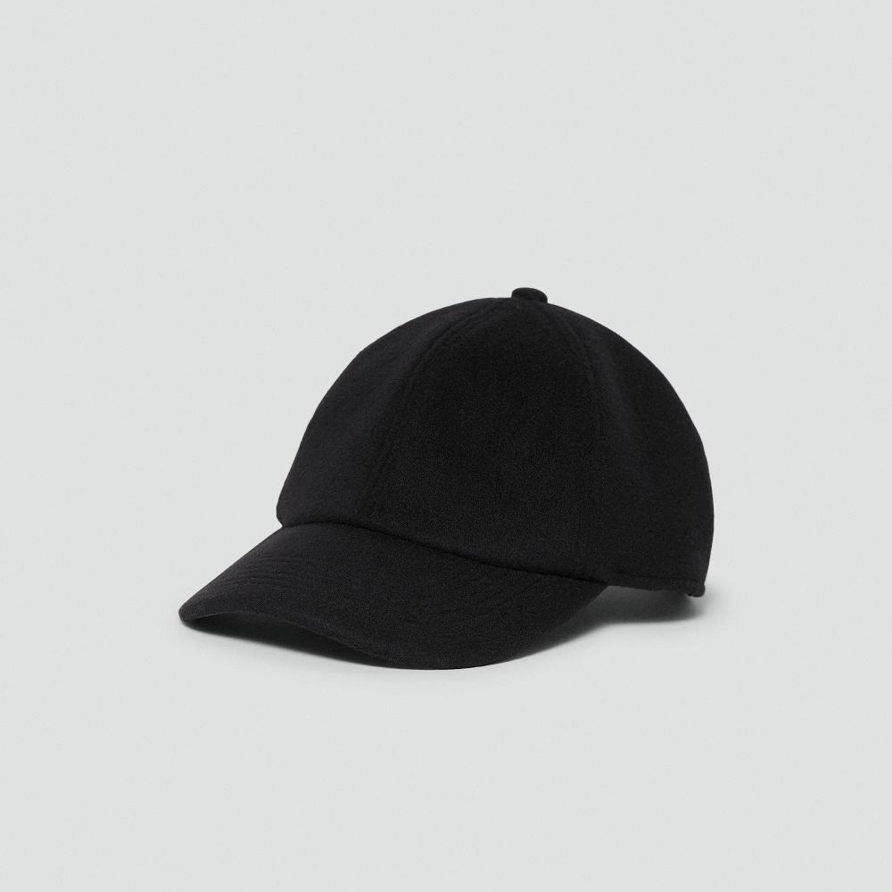 J Brand Baseball Cap In Double-Face Wool-Cashmere Black