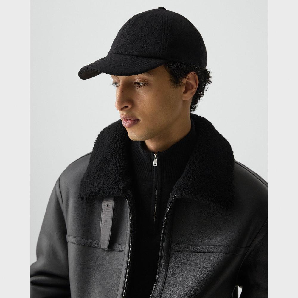j brand Baseball Cap in Double-Face Wool-Cashmere black