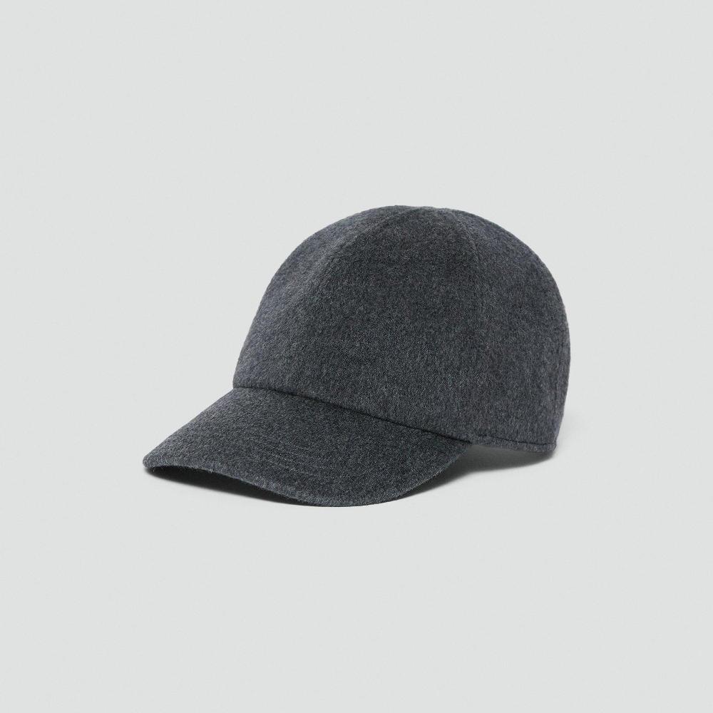 J Brand Baseball Cap In Double-Face Wool-Cashmere Charcoal Melange