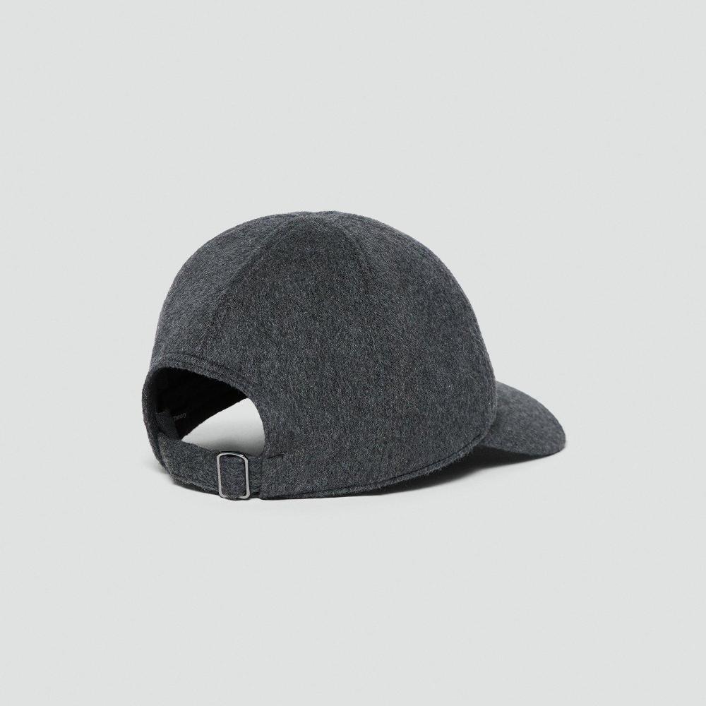 J Brand Baseball Cap In Double-Face Wool-Cashmere Charcoal Melange