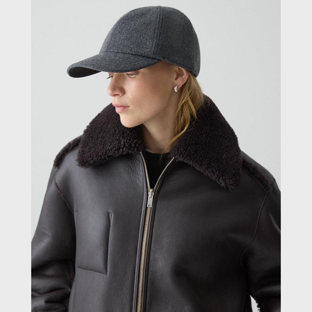 j brand Baseball Cap in Double-Face Wool-Cashmere charcoal melange