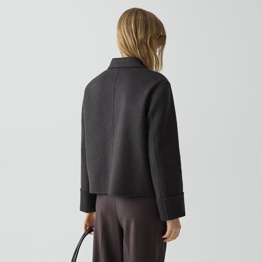 J Brand Boxy Cuff Jacket In Double-Face Wool-Cashmere Hickory Melange