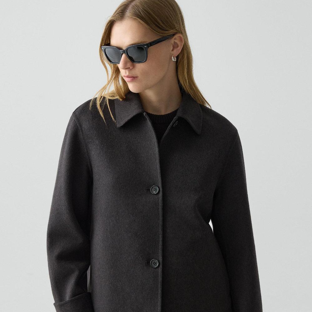 J Brand Boxy Cuff Jacket In Double-Face Wool-Cashmere Hickory Melange