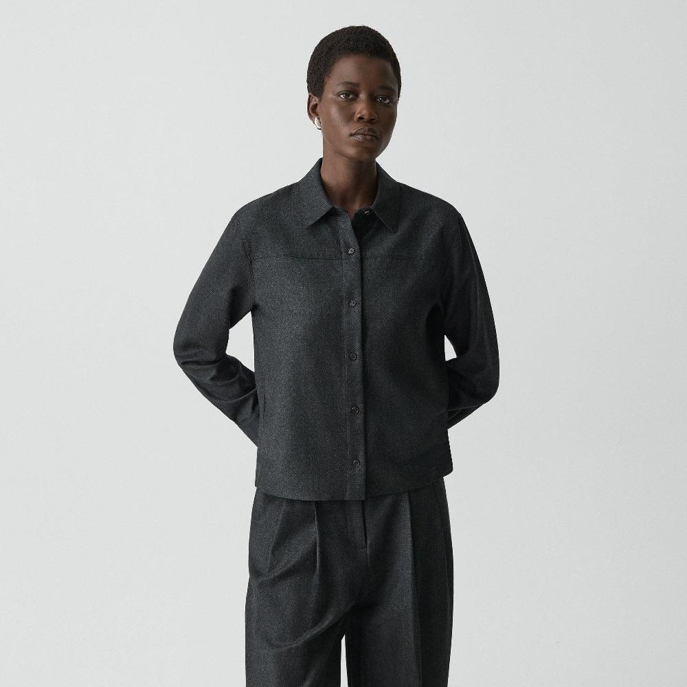 J Brand Boxy Shirt In Sleek Flannel New Charcoal Melange