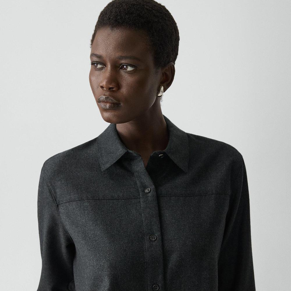 J Brand Boxy Shirt In Sleek Flannel New Charcoal Melange