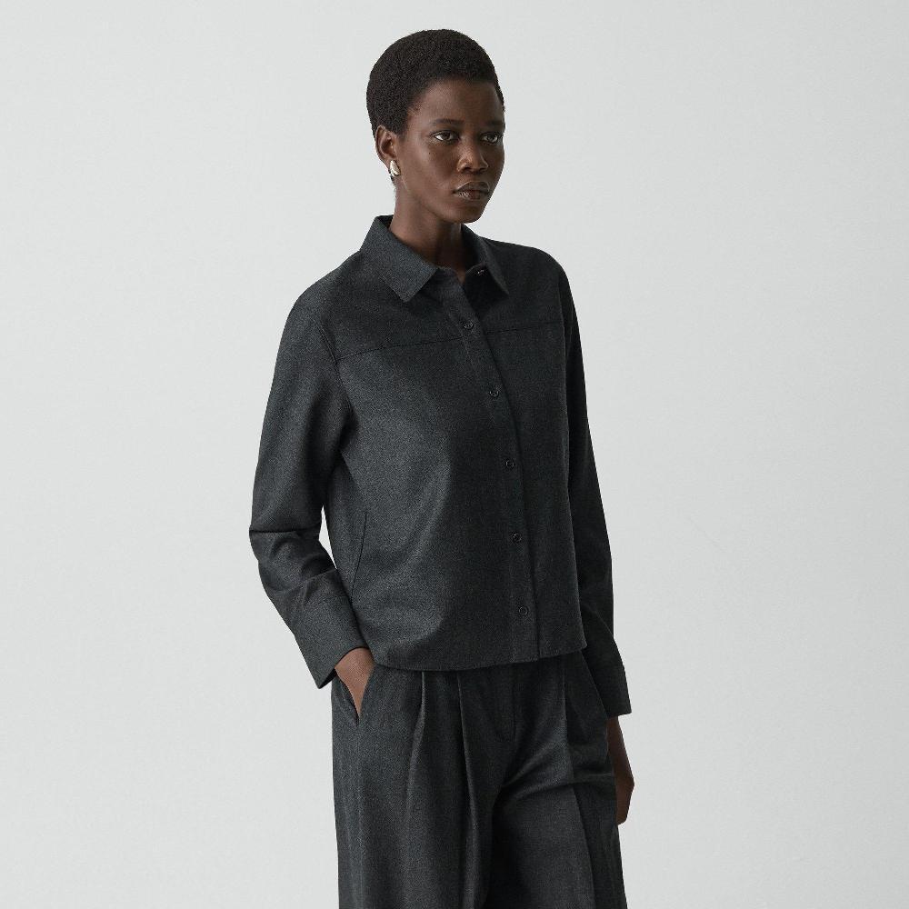 j brand Boxy Shirt in Sleek Flannel new charcoal melange