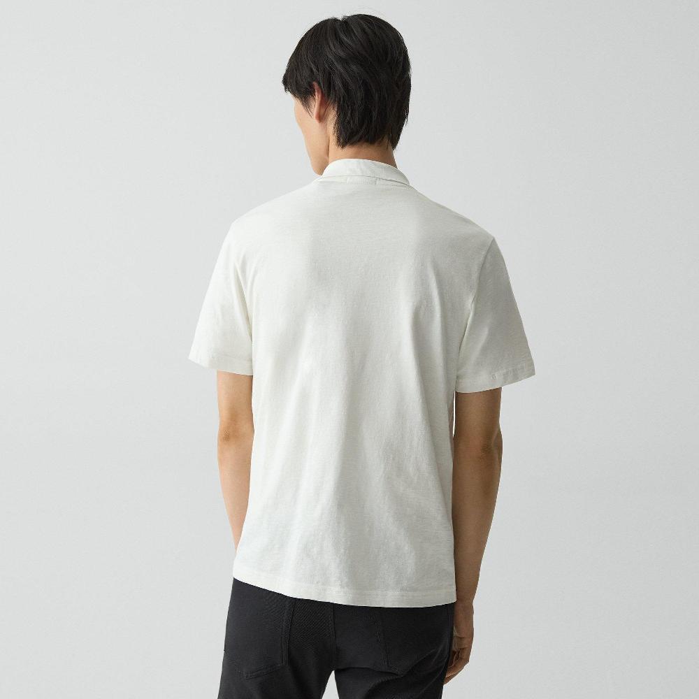 J Brand Bron Polo Shirt In Cosmos Slub Cotton White