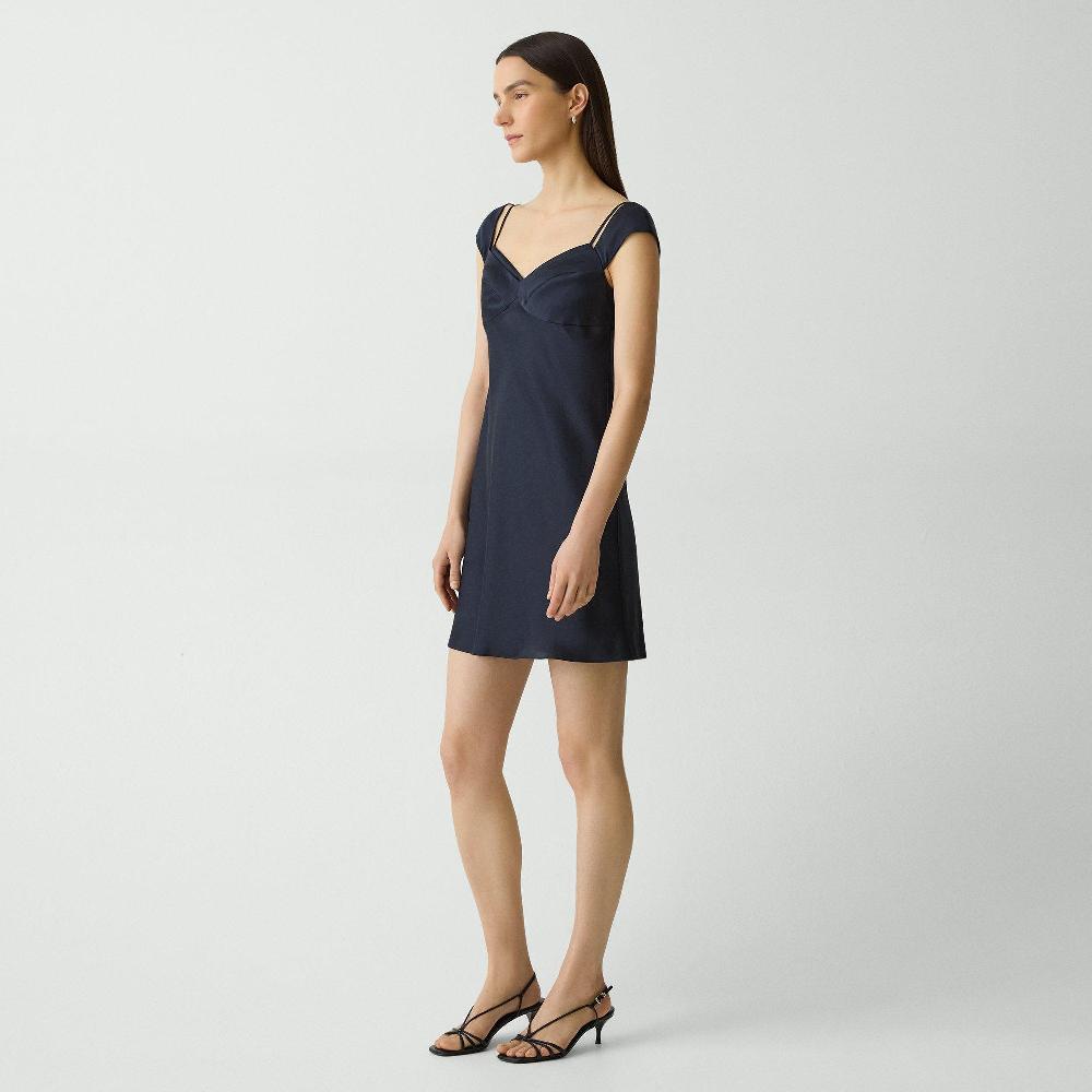 J Brand Camisole Dress In Crushed Satin Nocturne Navy