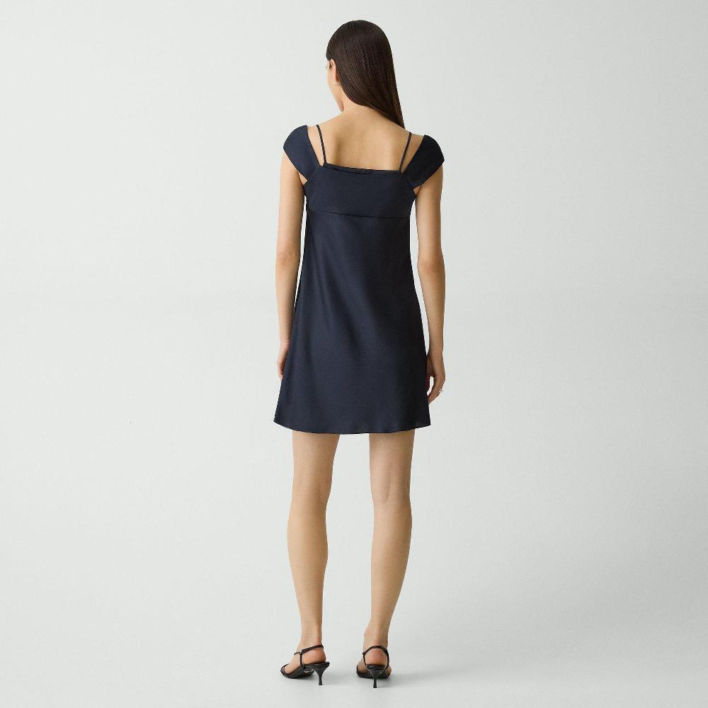 J Brand Camisole Dress In Crushed Satin Nocturne Navy