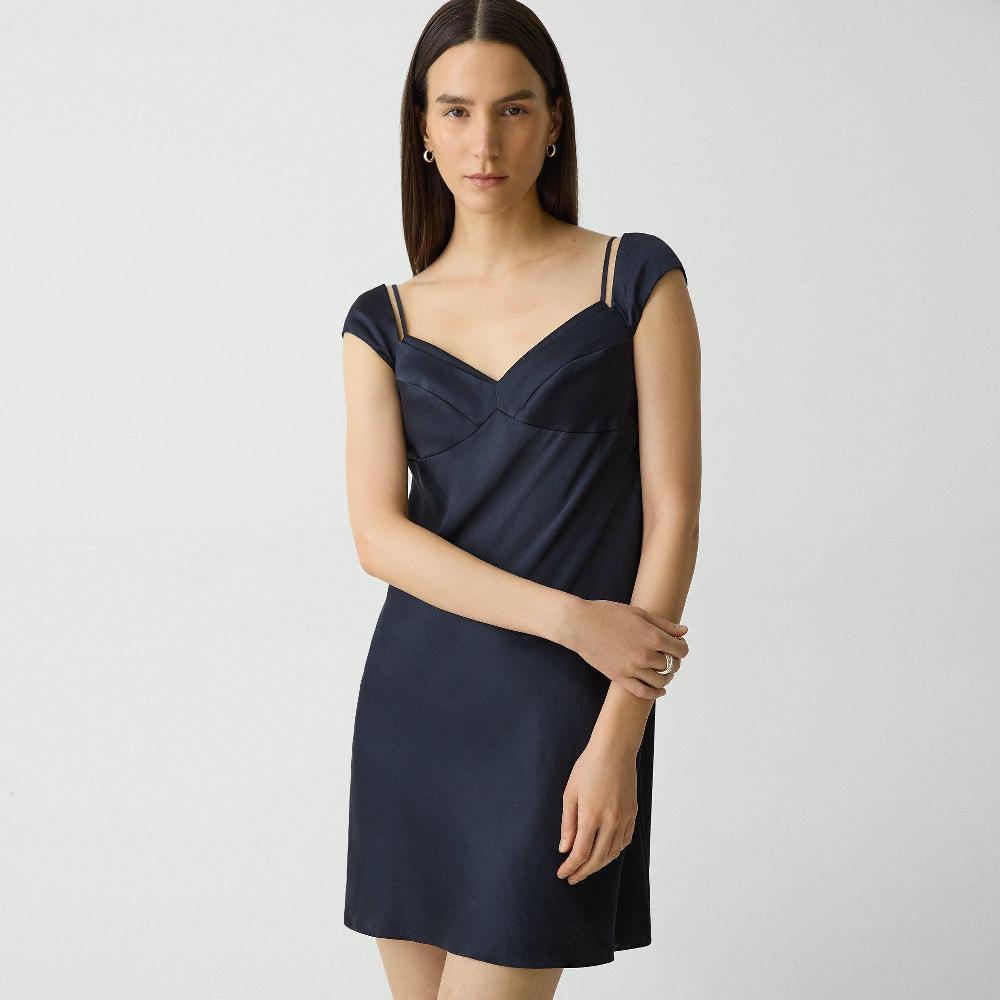 J Brand Camisole Dress In Crushed Satin Nocturne Navy